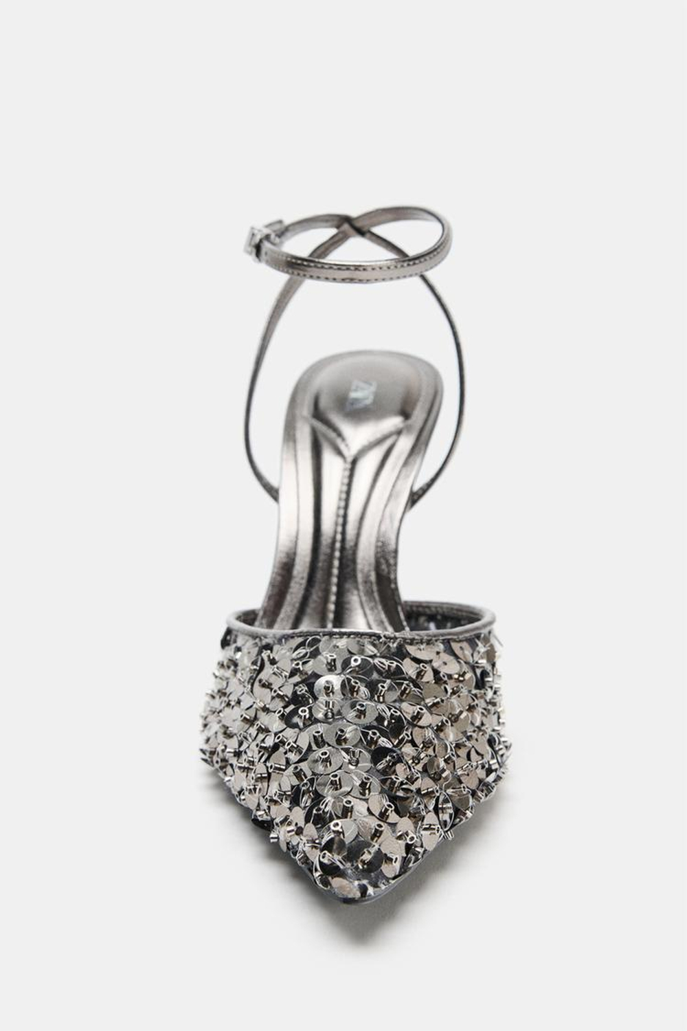 ZARA ТУФЛИ НА ВЫСОКОМ КАБЛУКЕ С ПАЙЕТКАМИ, СЕРЫЙ