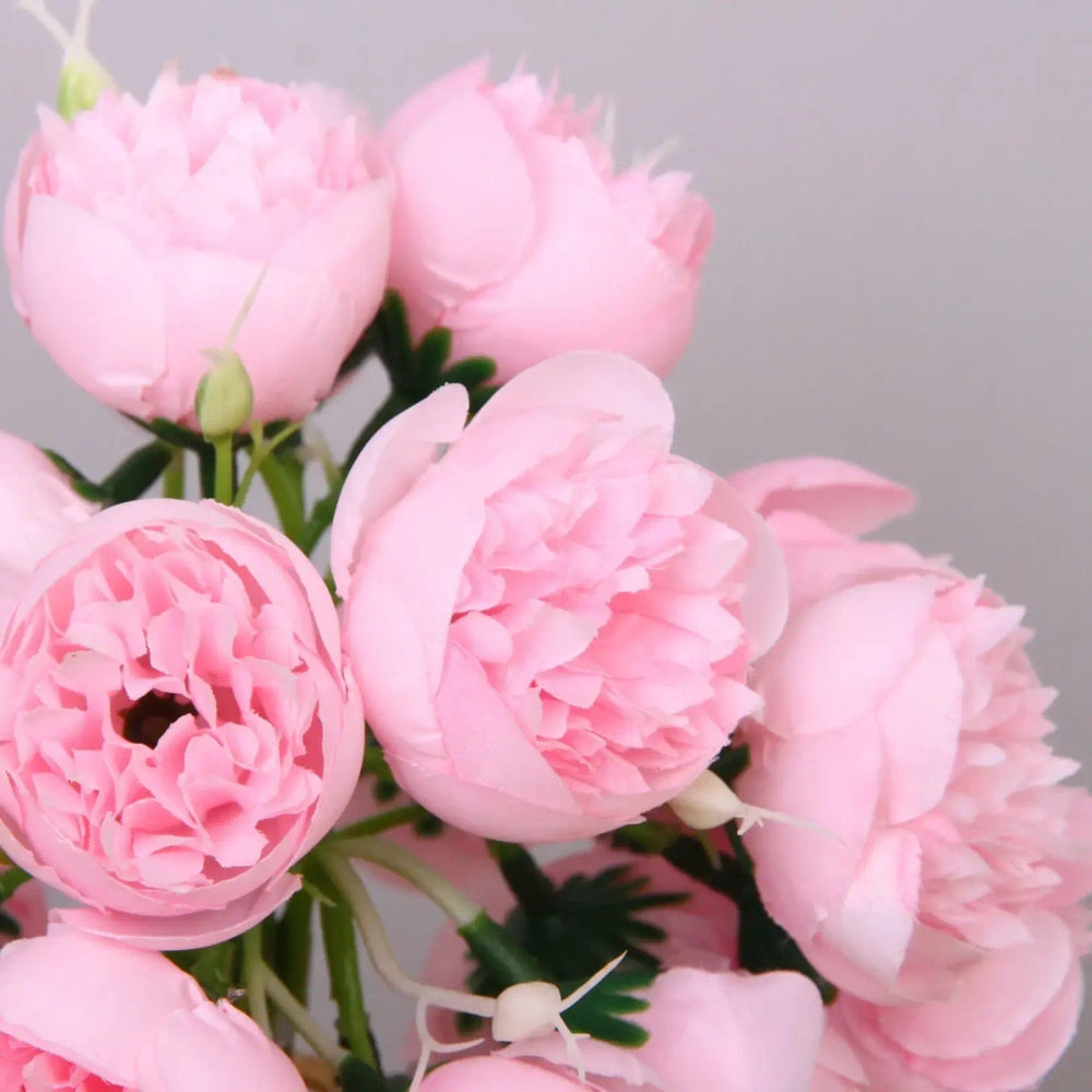 Цветы искусственные «Нежные пионы» букет 9шт 27 голов 30см розовые