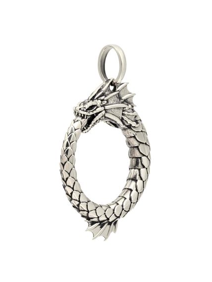 Подвеска Уроборос с плавником из мельхиора, вид сбоку