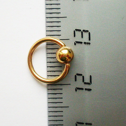 Кольцо сегментное 1,2 мм диаметр 8 мм (шарик 4 мм) для украшения пирсинга. Медицинская сталь, позолота. 1 шт