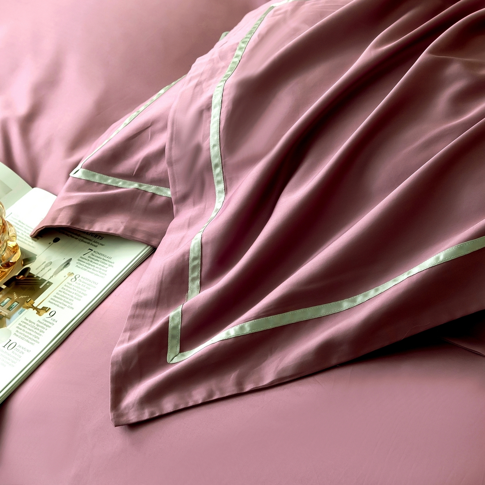 Комплект постельного белья Однотонный Сатин Премиум широкий кант OCPK021