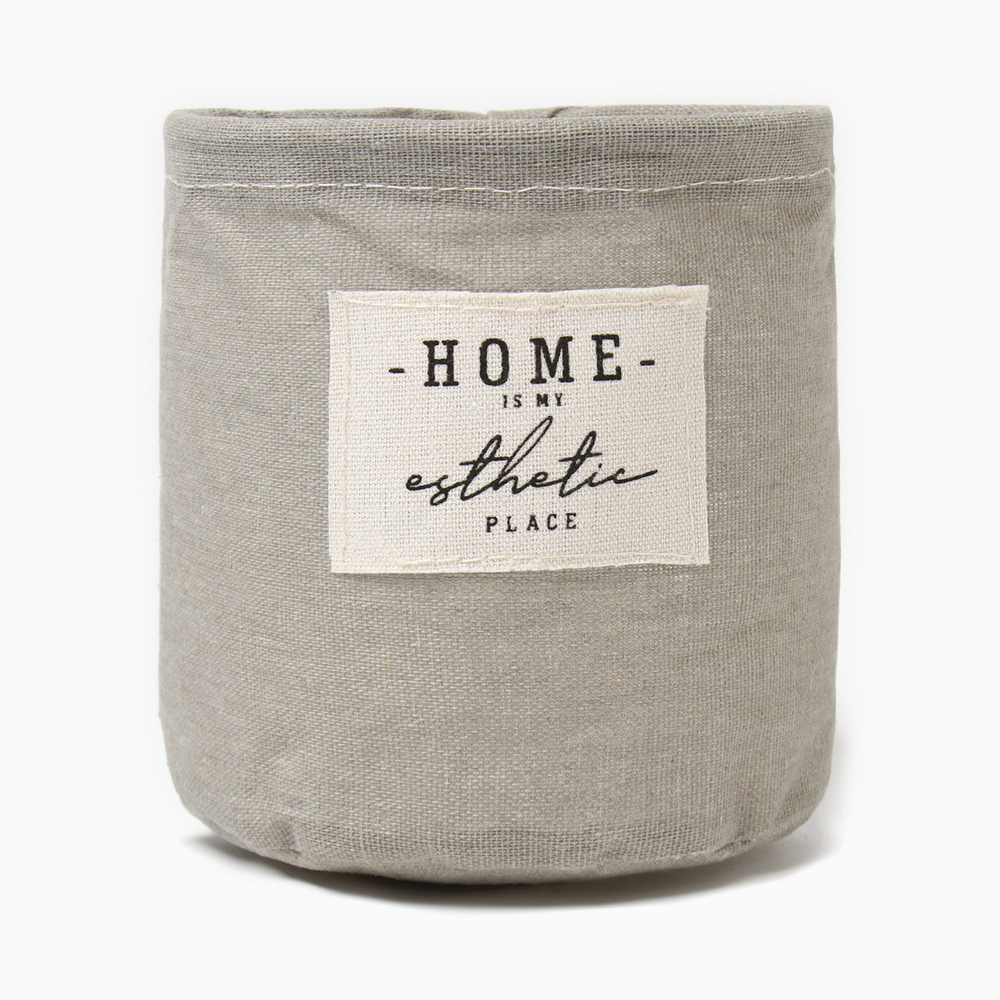 Текстил. корзинка Этель "HOME", цвет серый, 14х13 см, 50%хл, 50%п/э