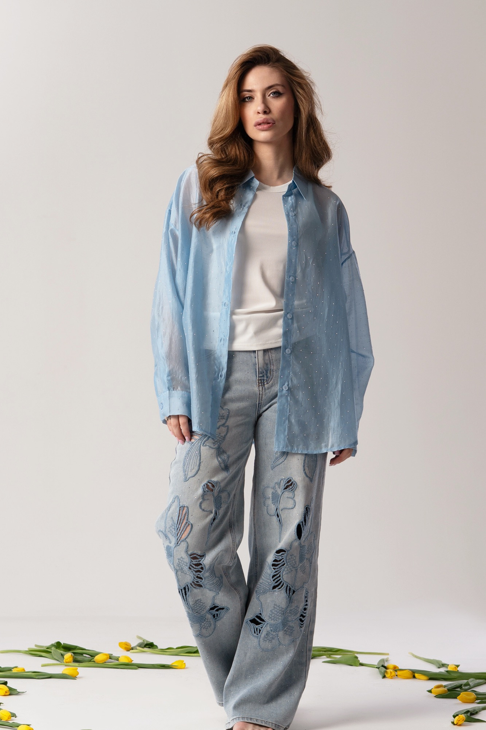 Рубашка со стразами