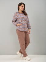 Костюм с брюками КБ-71/клеткабеж-бирюза