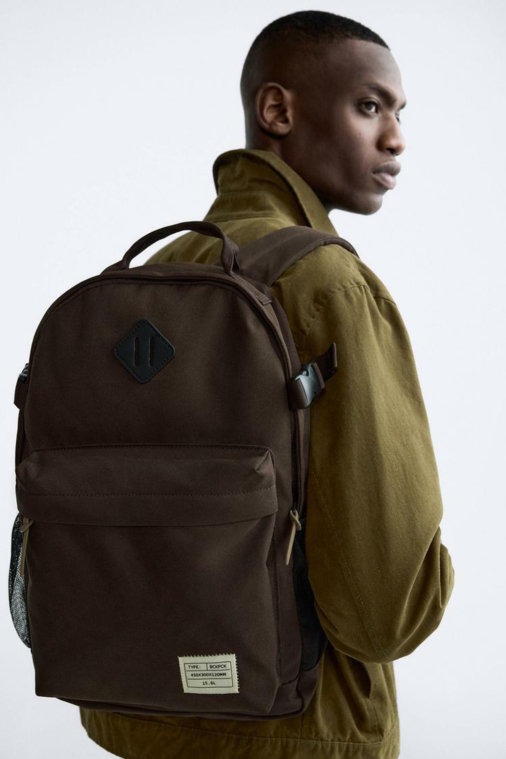 ZARA РЮКЗАК ИЗ НЕЙЛОНА, КОРИЧНЕВЫЙ