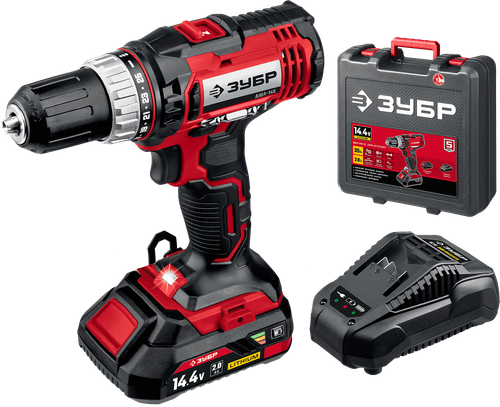 Дрель-шуруповерт 14,4V Зубр 35Нм, 1хАКБ и ЗУ, кейс