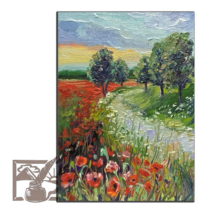 Открытка почтовая. Маки на поляне