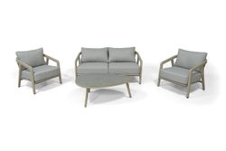 "Брюссель" лаунж-зона из искусственного ротанга на 4 персоны, цвет серый, каркас под дерево (холодно-бежевый)