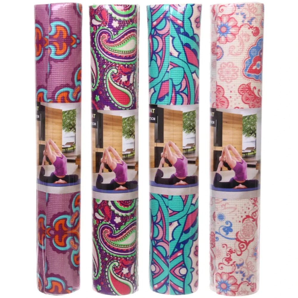 Коврик для йоги 6 мм 173х61 см «Свежесть ветра» PVC, микс принтов