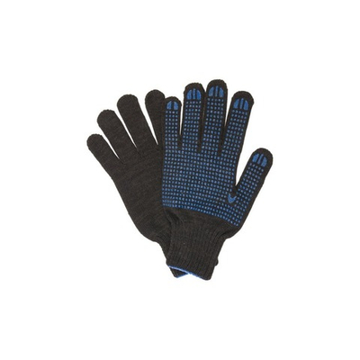 Перчатки х/б ЛАЙМА ЛЮКС, КОМПЛЕКТ 5 пар, ПВХ защита (точка), 10 класс, цвет ЧЕРНЫЙ