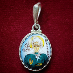 Икона с финифтью святая Матрона кулон ручная роспись