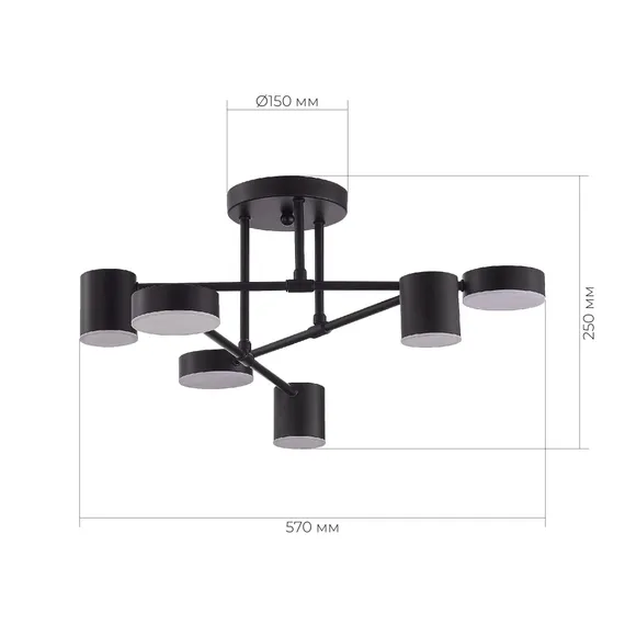 SLE201042-06 Светильник потолочный Черный/Черный LED 6*7W 4000K NOBEL