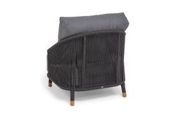 "Верона" кресло плетеное из роупа, каркас алюминий темно-серый (RAL7024) муар, роуп темно-серый круглый, ткань темно-серая 027