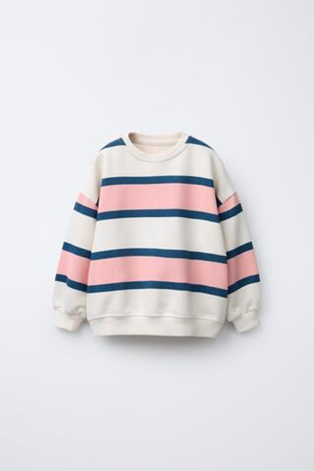 ZARA ПОЛОСАТАЯ ТОЛСТОВКА, РОЗОВЫЙ/БЕЛЫЙ