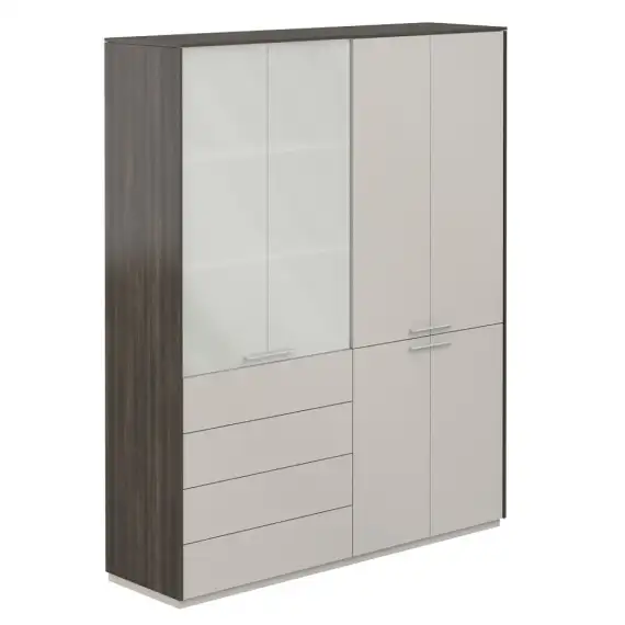 NZ-0321+NZ-0332.BT.GS / Шкаф высокий + Шкаф высокий со стеклом мат., 4 ящ., обвязка BT, фасады GS / 1624х450х1976, обвязка BT, фасады GS, стекло матовое GLM