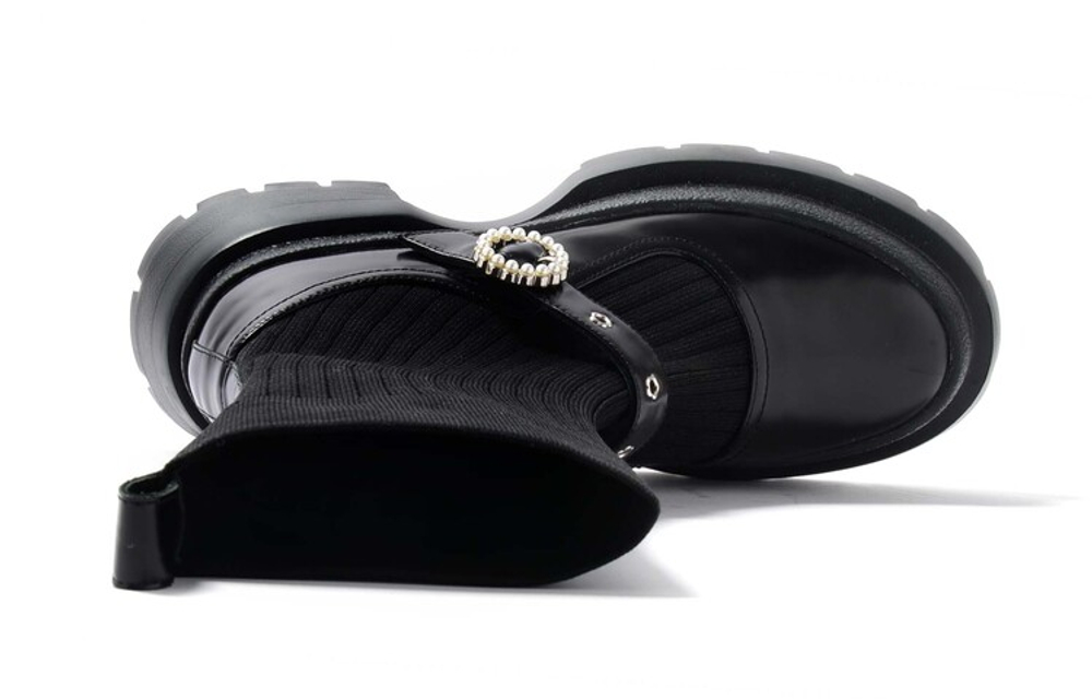 STEVE MADDEN Stretch & Sock Boots Women"s Black/Brown