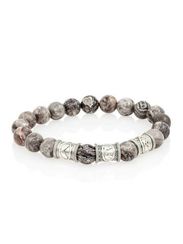 Браслет из натуральной серой яшмы с рунами Кеназ, Перт, Манназ - Самореализация