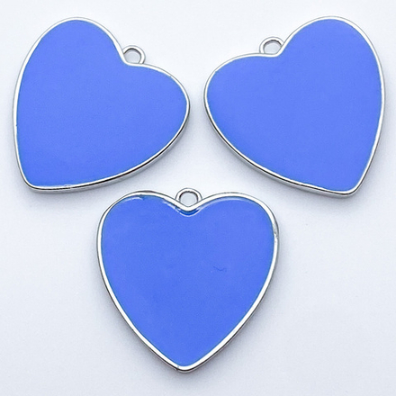 Подвеска Сердце, цвет серебро+синий, размер 21*20 мм, цена за 1 шт