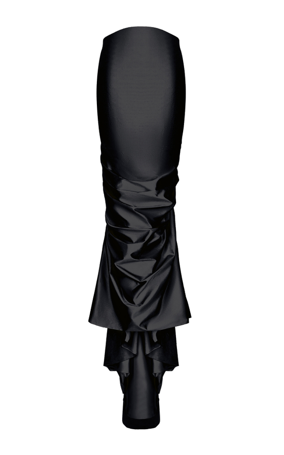 Юбка макси из шелка драпированная со шлейфом