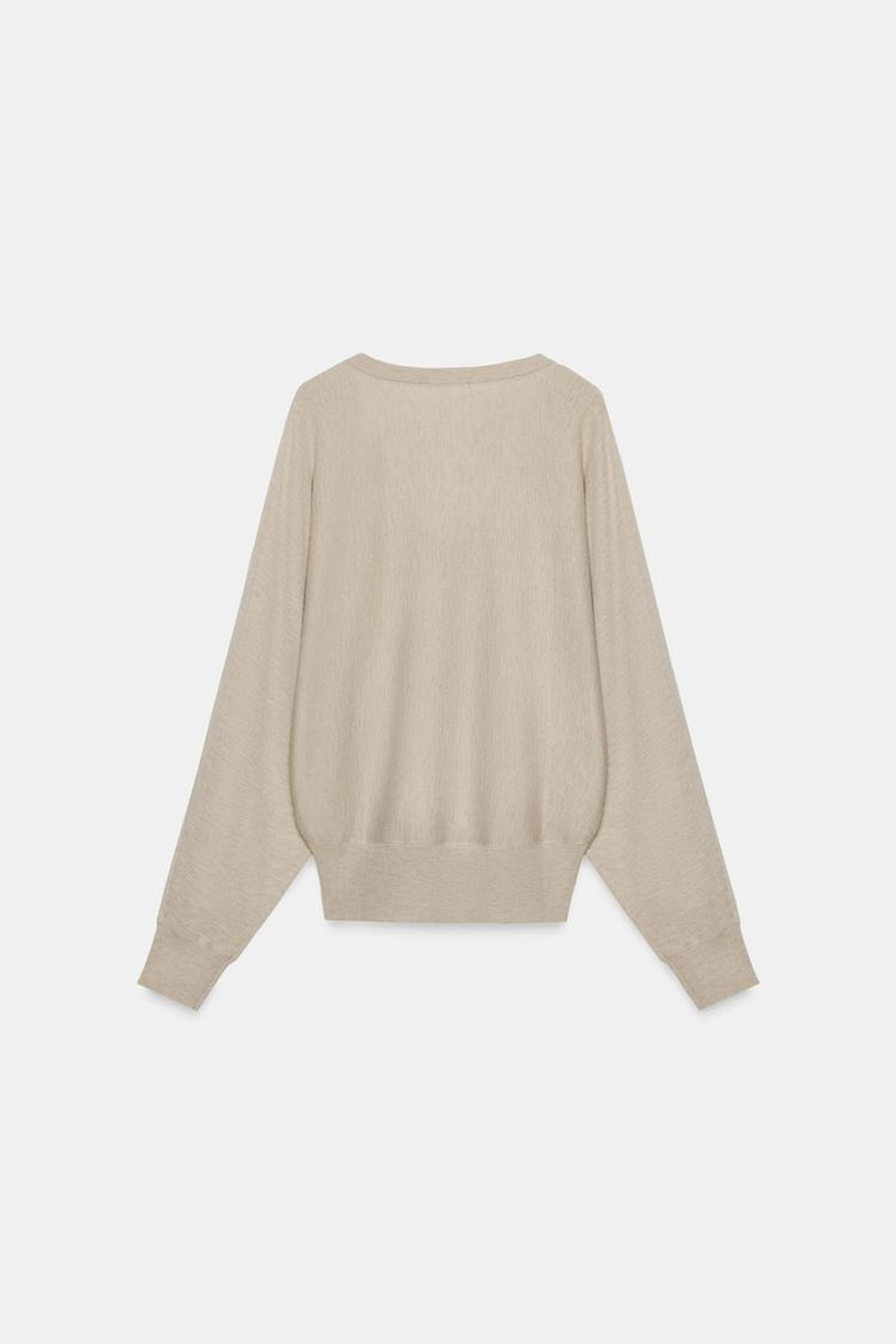 ZARA СВИТЕР ИЗ ШЕРСТИ С V-ОБРАЗНЫМ ВЫРЕЗОМ, ПЕСОЧНЫЙ МЕЛАНЖ