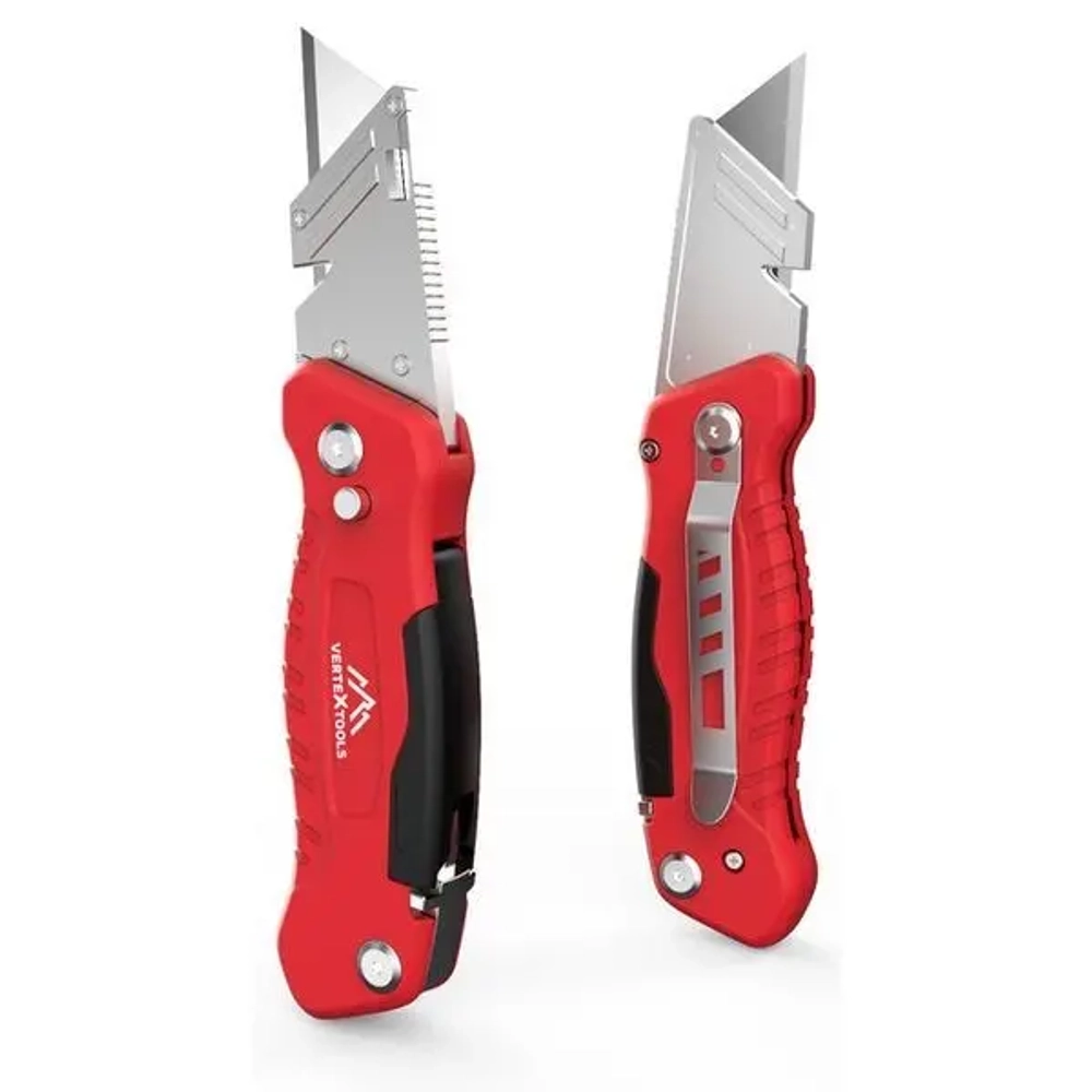 НОЖ СКЛАДНОЙ VERTEXTOOLS PROFI "FASTBACK" ТРАПЕЦИЕВИДНЫЙ, ЦИНКОВЫЙ СПЛАВ/ABS/PC, 3 ЛЕЗВИЯ SK4 (16/64