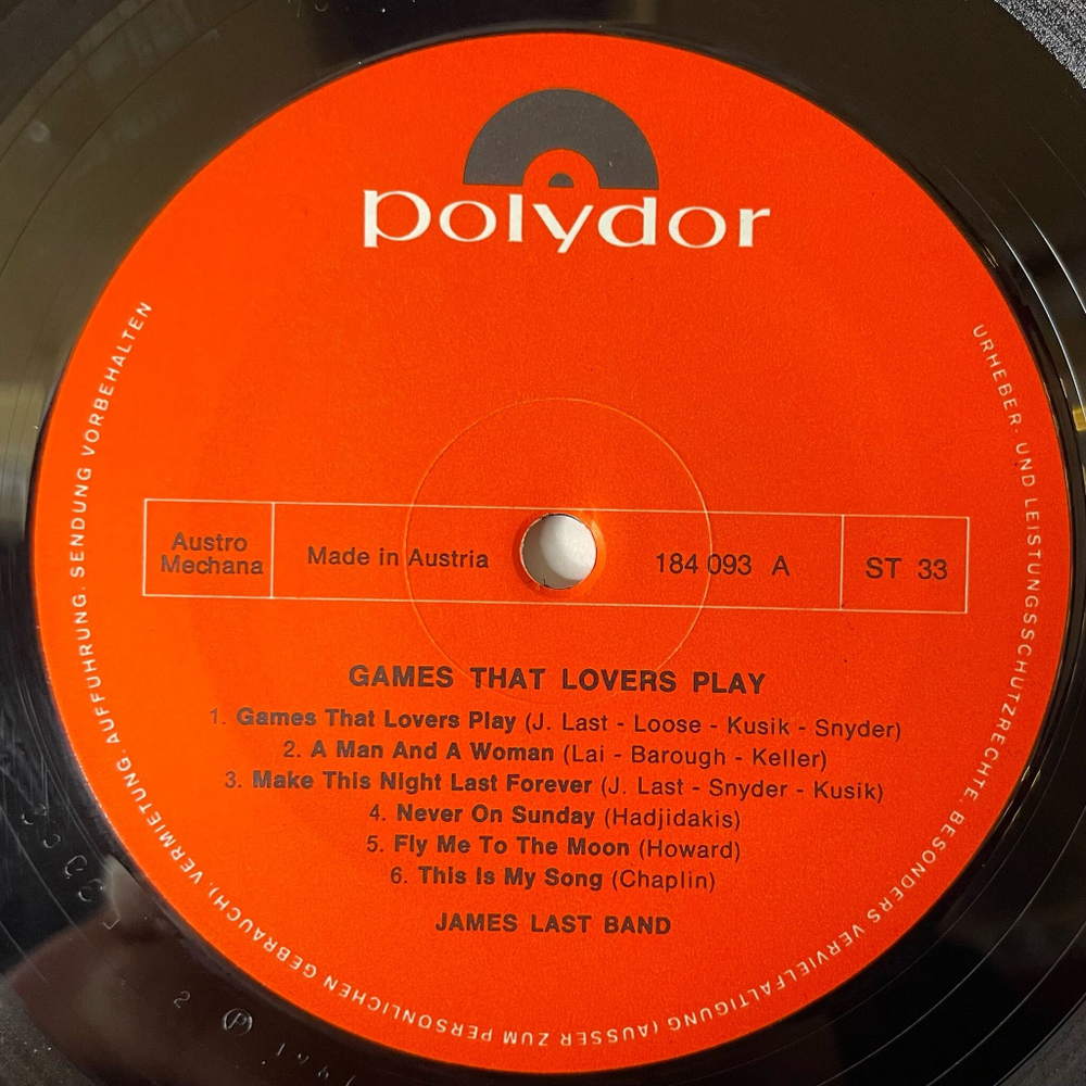 Винтажная виниловая пластинка LP James Last Джеймс Ласт Band Games That Lovers Play (Австрия 1973)