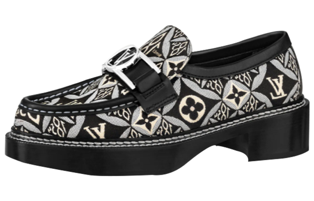 LOUIS VUITTON Lv Academy Shoes "Black With Monogram" Women"s
