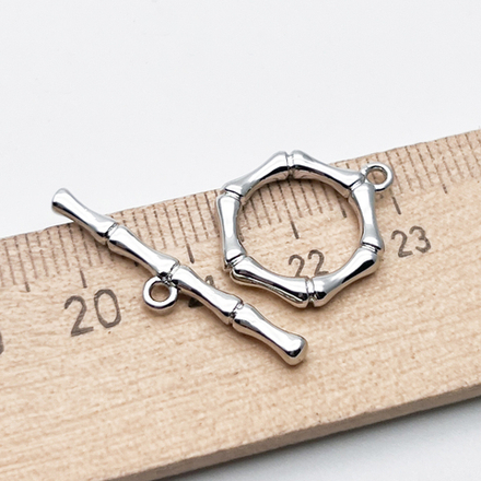 Замок-тоггл, цвет серебро (родий), размер 19*16 мм + 28*5,5 мм, цена за 1 шт