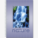 Тетрадь общая "Waterfalls" 120 листов блок "в точку" на металлическом гребне