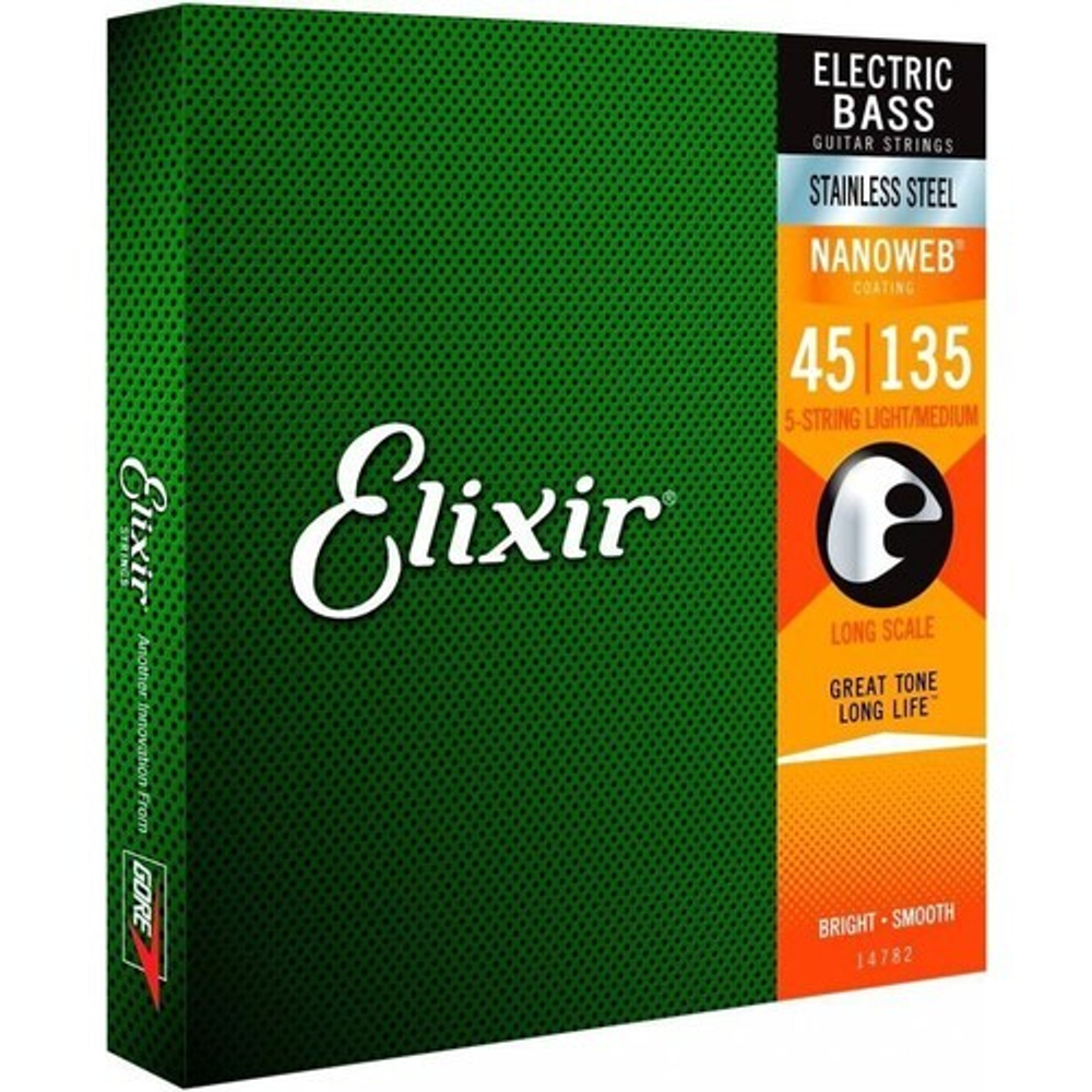 Струны для бас-гитар Elixir 14782 Nanoweb Light/Medium