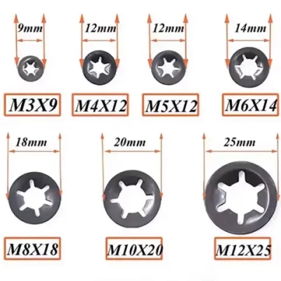 260шт Зубчатые стопорные шайбы стопорные шайбы starlock M3-M12
