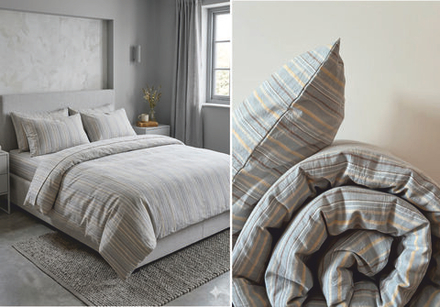 КПБ Евро ВАРЕНЫЙ ХЛОПОК "Голубая полоса с жёлтым"