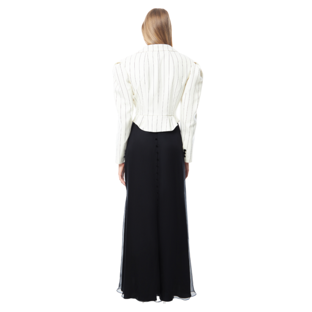 Юбка макси А-силуэта с декоративными пуговицами сзади из шёлка