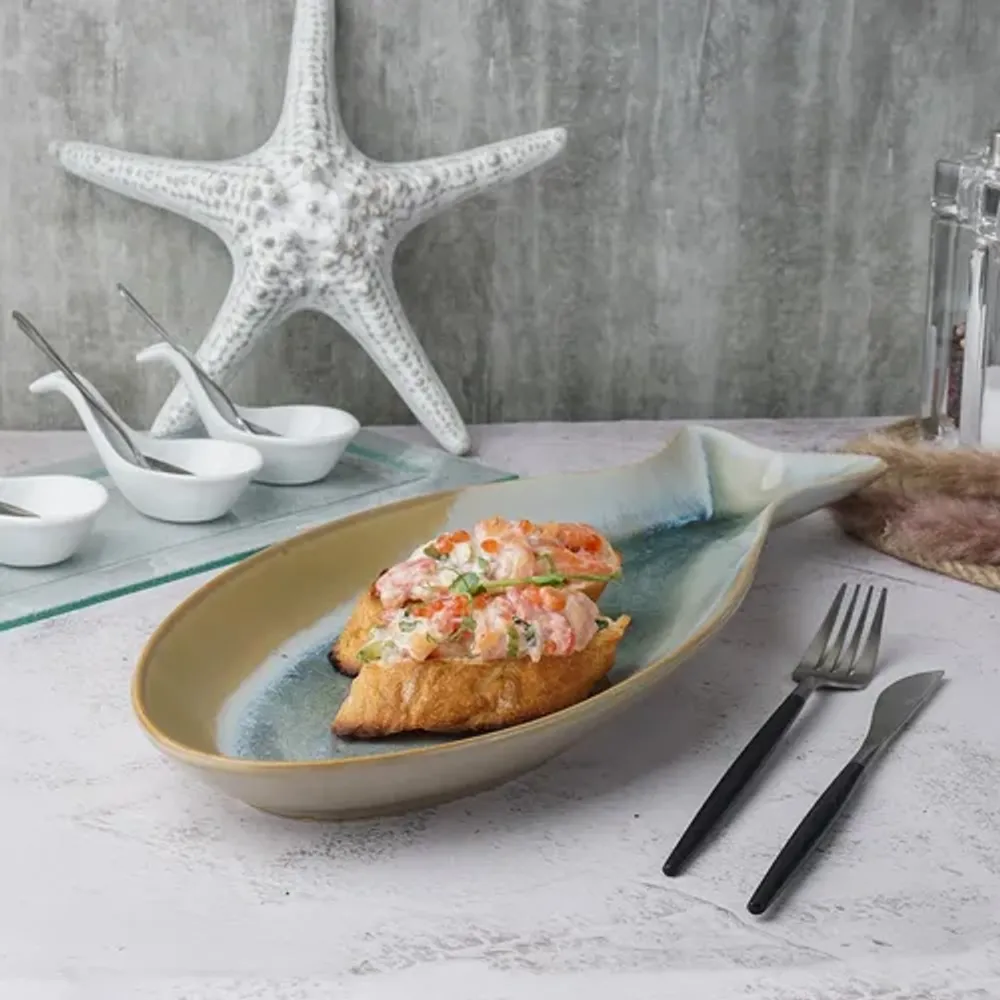 Блюдо овальное 41,5*18 см h3,5 см Fish Pearl Blue Frutti di Mare P.L. [1]