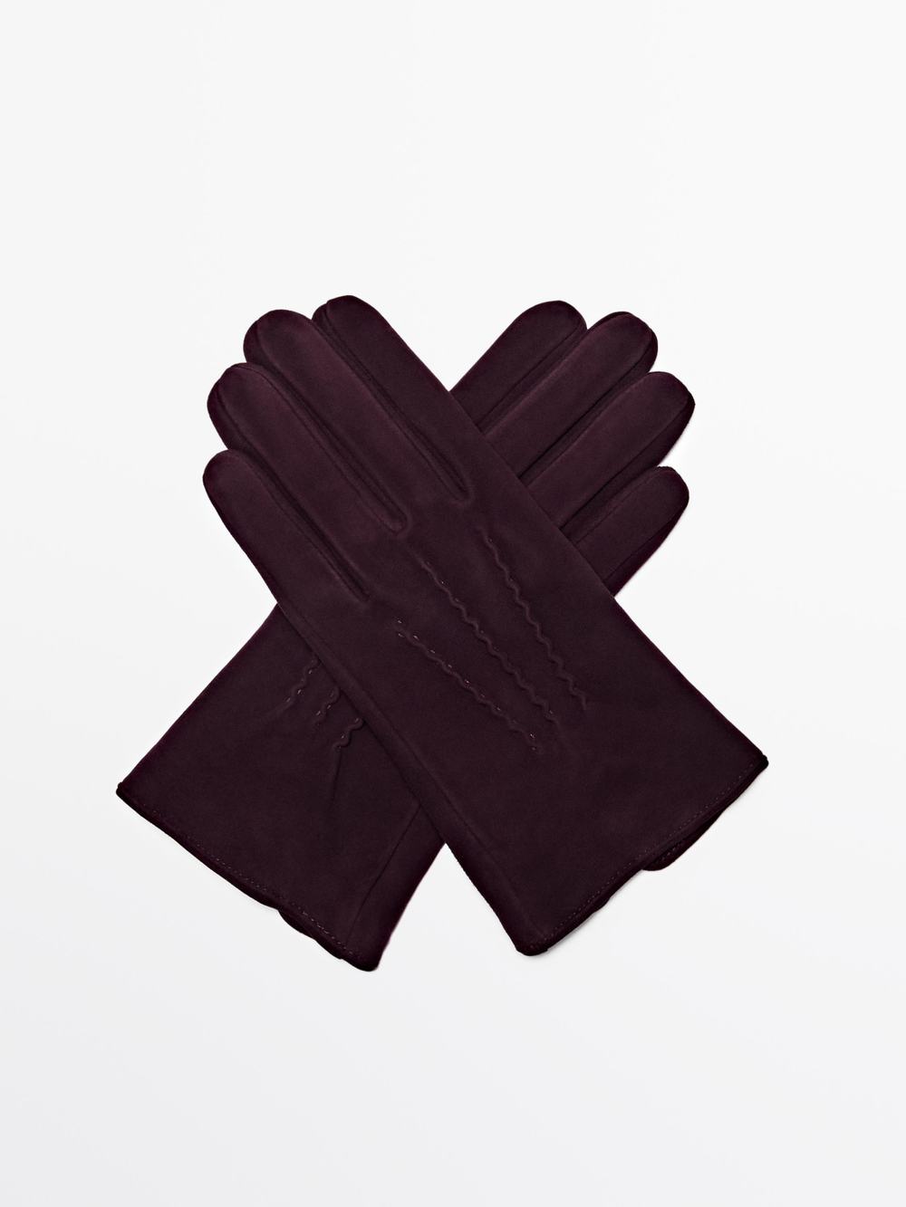 Massimo Dutti Замшевые перчатки, бургунди