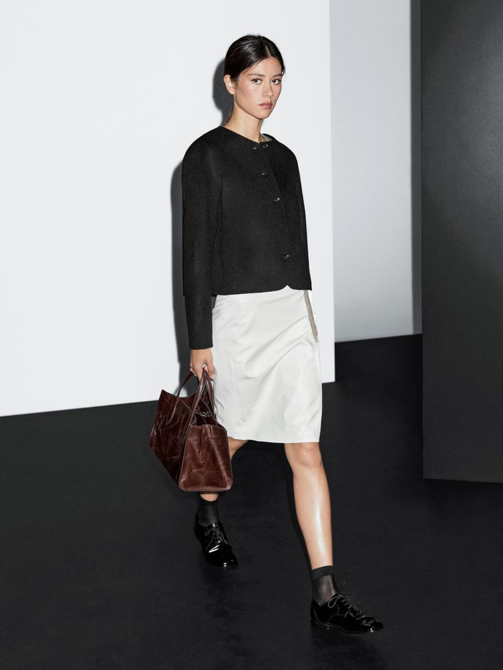 Massimo Dutti Короткая куртка из смесовой шерсти, черный