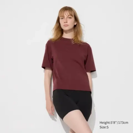 UNIQLO ХЛОПКОВАЯ ФУТБОЛКА AIRISM, КРАСНЫЙ