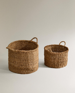Zara Home Корзина из морской травы, цвет коричневый, 40 см · 2130/049
