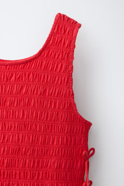 ZARA ТОП С ЭЛАСТИЧНЫМИ ЗАВЯЗКАМИ, КРАСНЫЙ