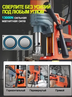 Магнитный сверлильный станок, промышленный класс, 1400 Вт, 810 об/мин, диаметр сверления 1,6 дюйма