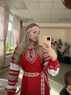 Очелье из бисера (красное)