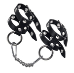 Черные однослойные наручники из двух ремешков (Цвет: черный)