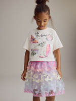 Футболка и юбка в комплекте для девочки Next E15-592, Розовый, Белый