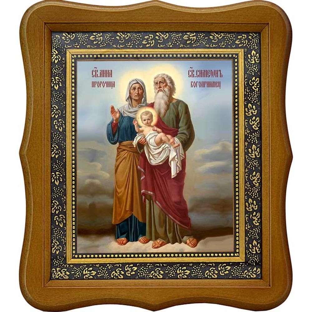 Праведные Симеон Богоприимец и Анна Пророчица. Икона на холсте.