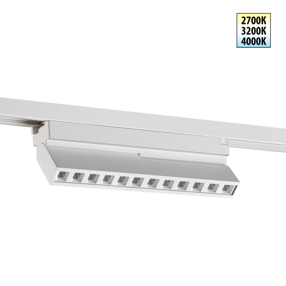 359739 PORT NT25 240 белый Однофазный двухжильный трековый светодиодный светильник с переключ. цв. температуры IP20 LED 12W 180-265V 2700К/3200К/4000К EOS