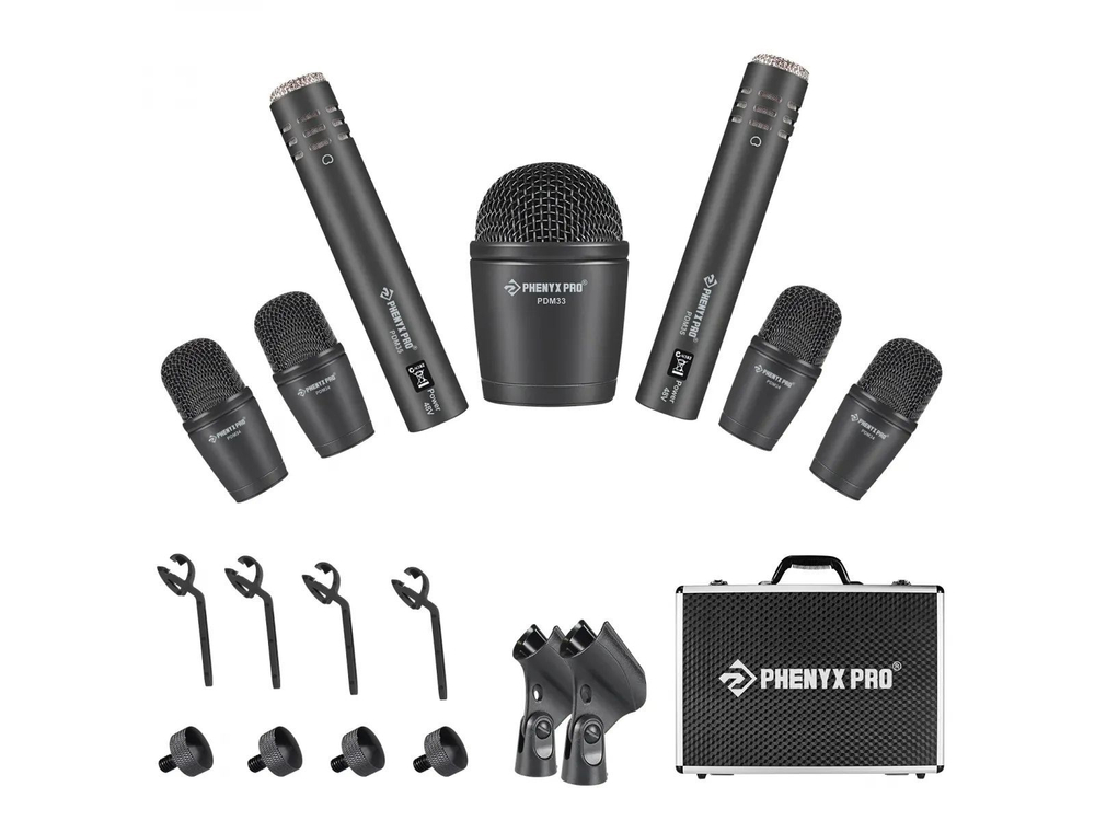 Комплект барабанных микрофонов Phenyx Pro PTD-10 black