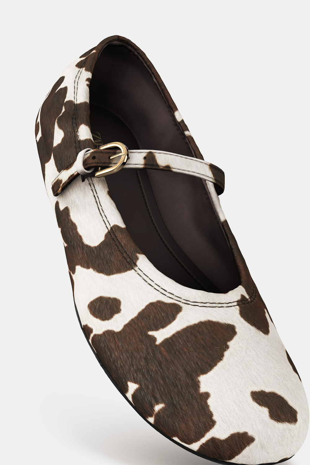 ZARA КОЖАНЫЕ БАЛЕТКИ С ПРИНТОМ, РАЗНОЦВЕТНЫЙ