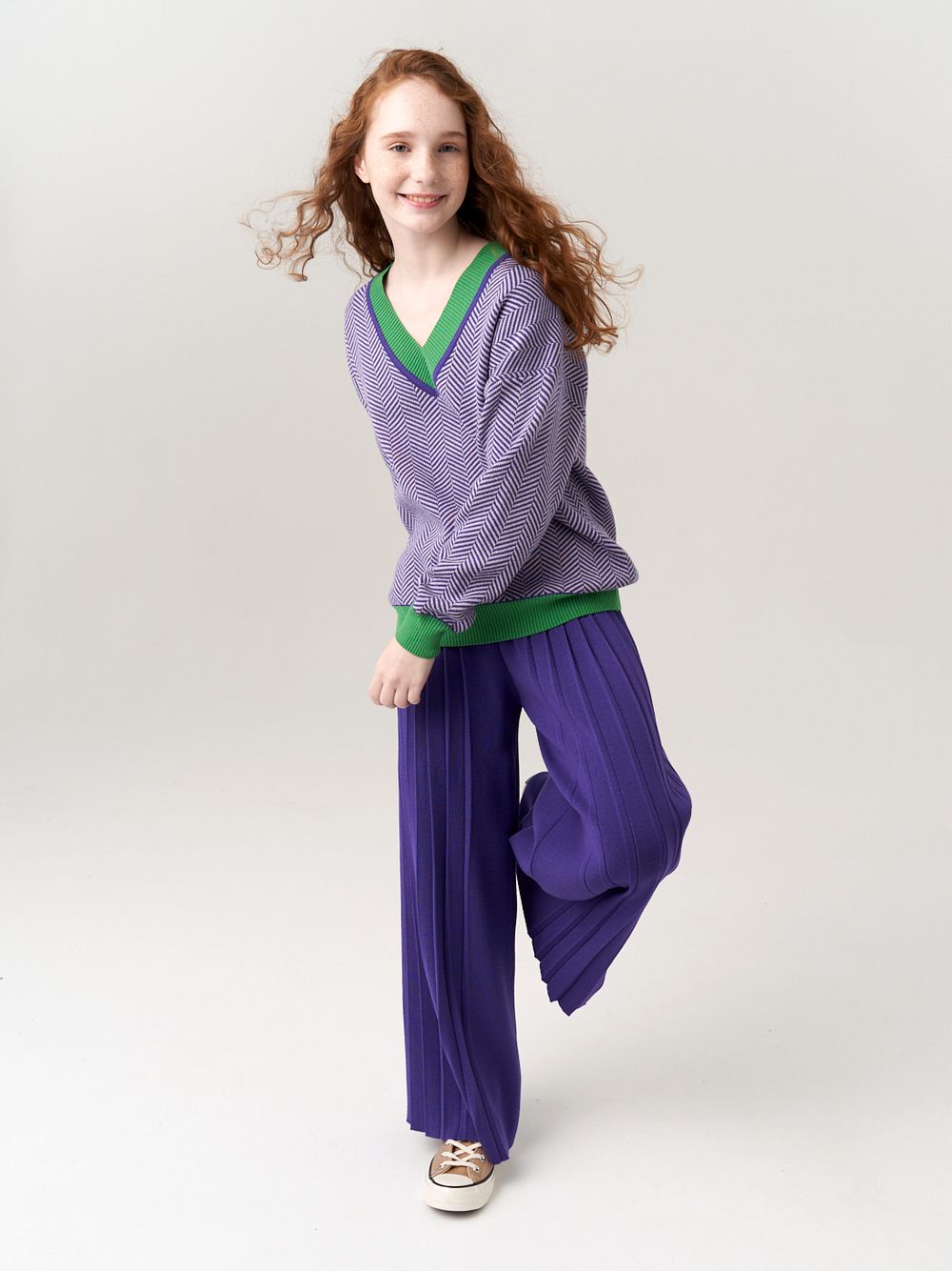 Джемпер для девочки AT954 сиренево-зеленый