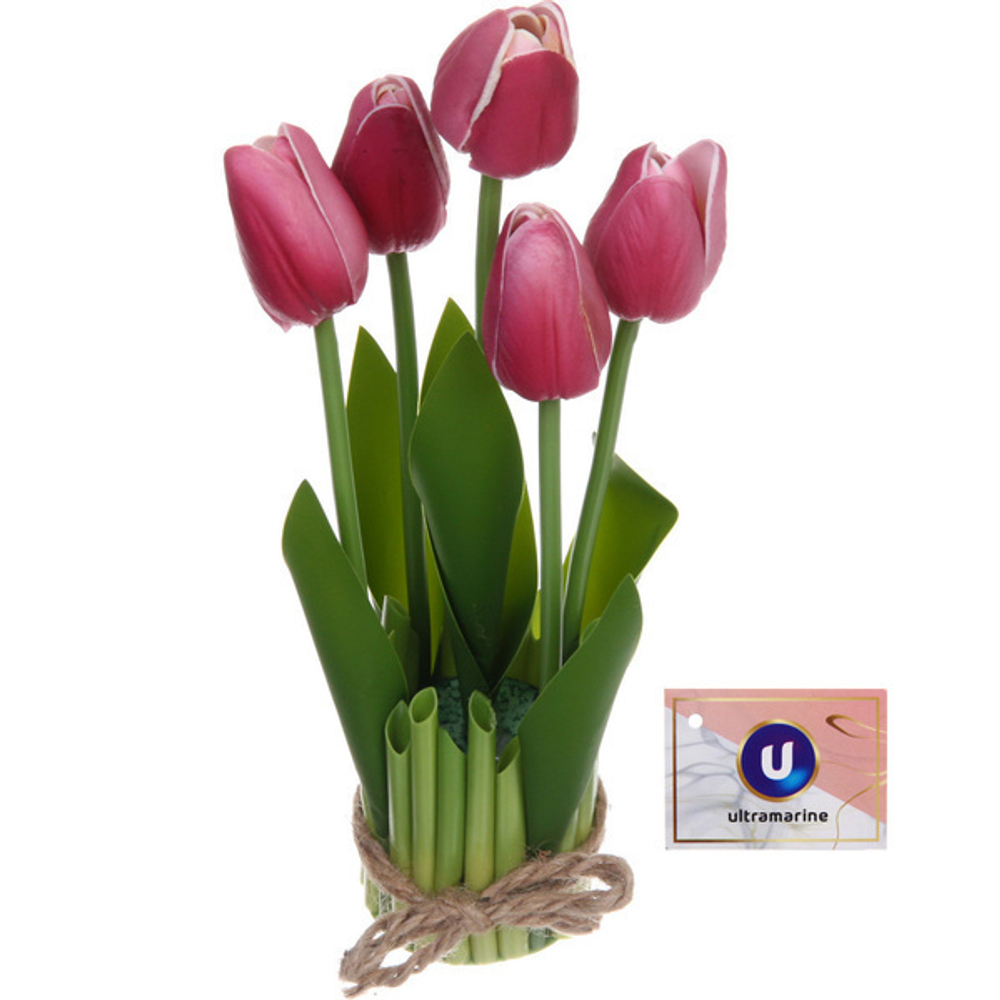 Цветочная композиция «Весенняя рапсодия» 10*26см Тюльпаны фиолетовые