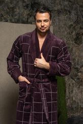 Мужской махровый халат Kevin, баклажан POLENS